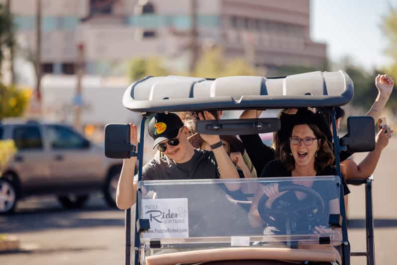 Scottsdale: Wild West Heist Puzzle Ride Adventure - Old Town from a golf cart seat: views, walking, and timing